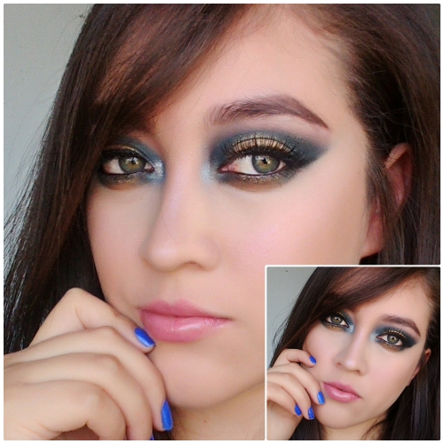 Maquillaje navideño: ojos azul marino y&nbsp;dorado